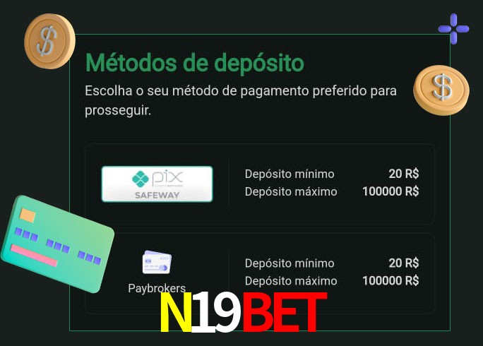 O cassino N19Bet oferece uma grande variedade de métodos de pagamento